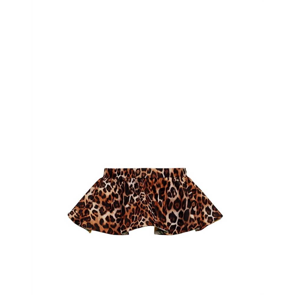 NEW LIA SAHARA women's reversible ruffle belt in banana colada + leopard